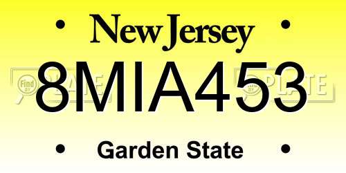 8MIA453 New Jersey License Plate