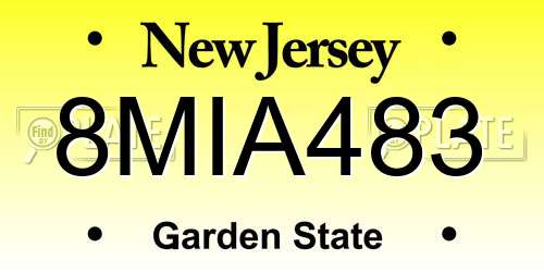 8MIA483 New Jersey License Plate