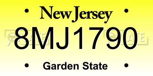 8MJ1790 New Jersey License Plate