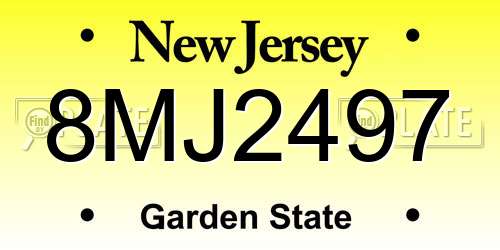 8MJ2497 New Jersey License Plate