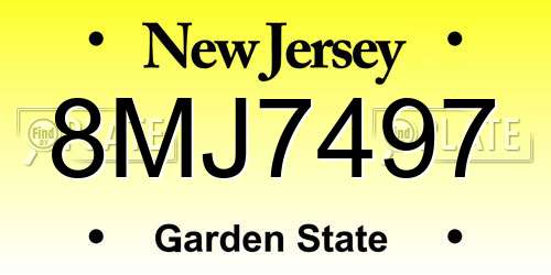 8MJ7497 New Jersey License Plate