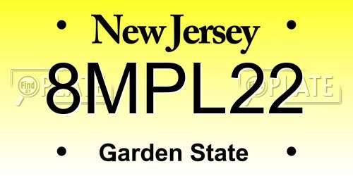 8MPL22 New Jersey License Plate
