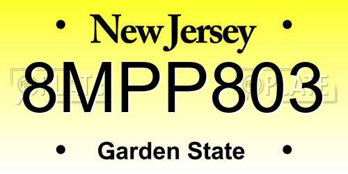 8MPP803 New Jersey License Plate