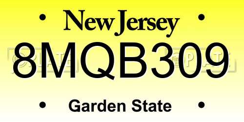 8MQB309 New Jersey License Plate