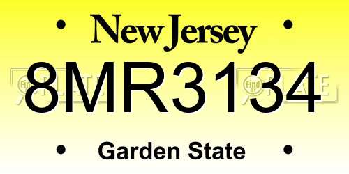 8MR3134 New Jersey License Plate