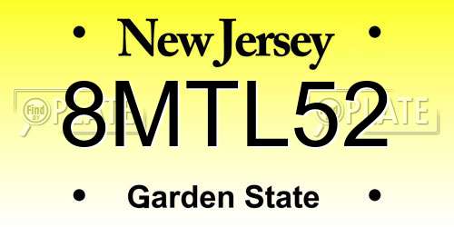 8MTL52 New Jersey License Plate