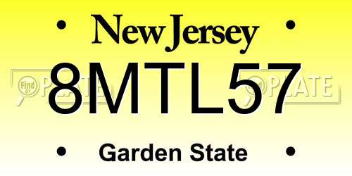 8MTL57 New Jersey License Plate