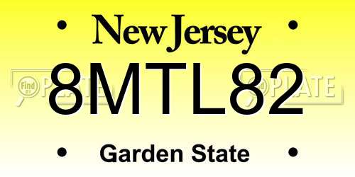 8MTL82 New Jersey License Plate