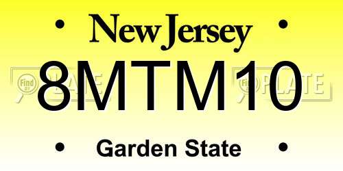 8MTM10 New Jersey License Plate