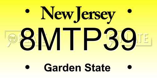8MTP39 New Jersey License Plate