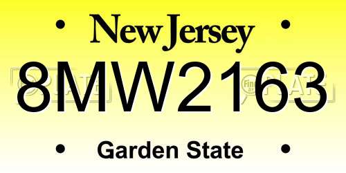 8MW2163 New Jersey License Plate