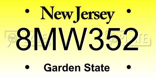 8MW352 New Jersey License Plate