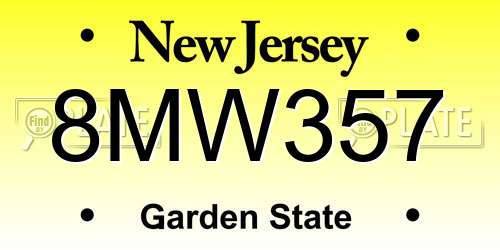 8MW357 New Jersey License Plate