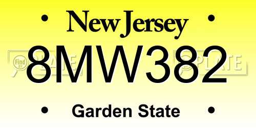 8MW382 New Jersey License Plate