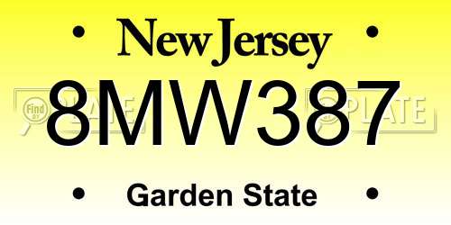 8MW387 New Jersey License Plate