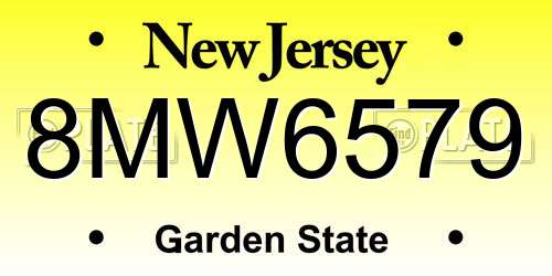 8MW6579 New Jersey License Plate