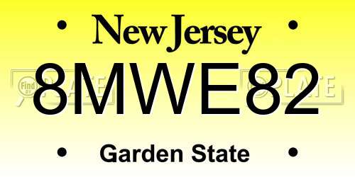 8MWE82 New Jersey License Plate