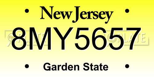 8MY5657 New Jersey License Plate