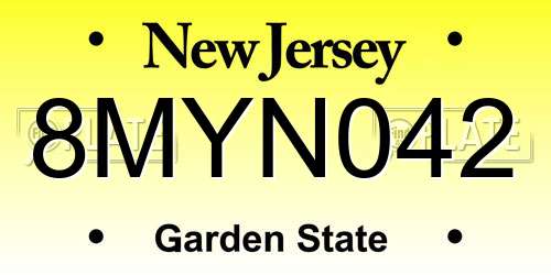 8MYN042 New Jersey License Plate