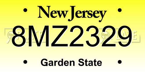 8MZ2329 New Jersey License Plate