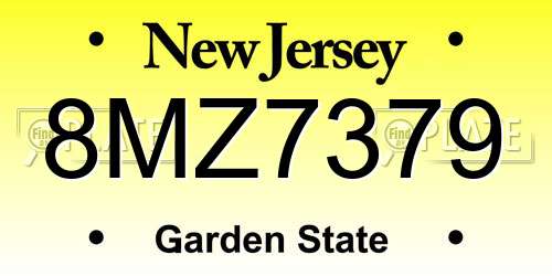 8MZ7379 New Jersey License Plate