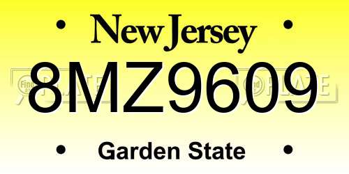 8MZ9609 New Jersey License Plate