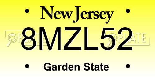 8MZL52 New Jersey License Plate