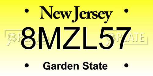 8MZL57 New Jersey License Plate