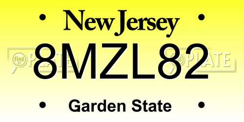 8MZL82 New Jersey License Plate