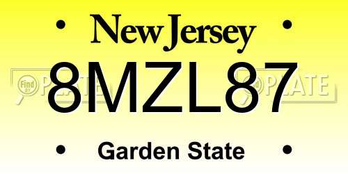 8MZL87 New Jersey License Plate