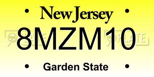 8MZM10 New Jersey License Plate