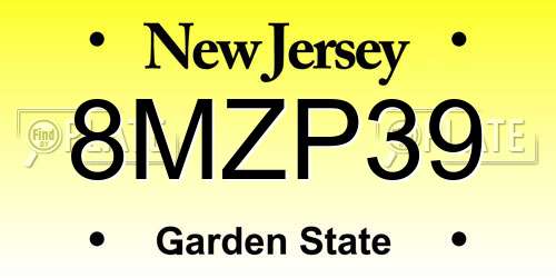 8MZP39 New Jersey License Plate