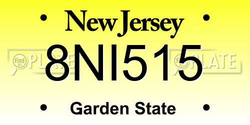 8NI515 New Jersey License Plate