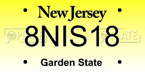 8NIS18 New Jersey License Plate