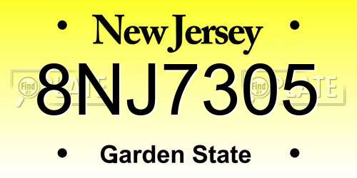 8NJ7305 New Jersey License Plate