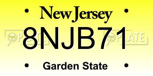 8NJB71 New Jersey License Plate