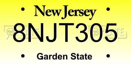 8NJT305 New Jersey License Plate