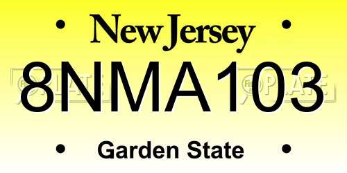 8NMA103 New Jersey License Plate