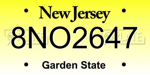 8NO2647 New Jersey License Plate