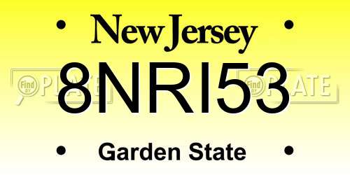 8NRI53 New Jersey License Plate