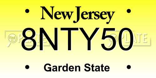 8NTY50 New Jersey License Plate