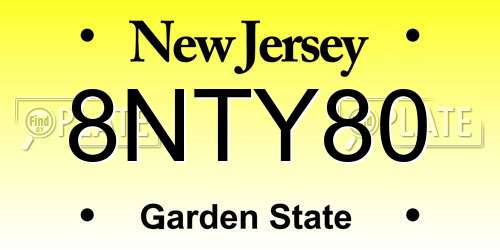 8NTY80 New Jersey License Plate