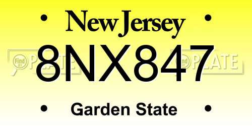 8NX847 New Jersey License Plate