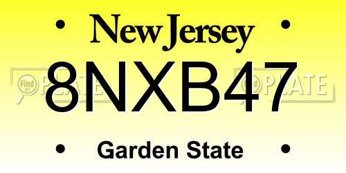 8NXB47 New Jersey License Plate