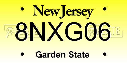 8NXG06 New Jersey License Plate
