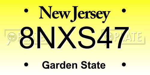 8NXS47 New Jersey License Plate