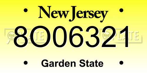 8O06321 New Jersey License Plate