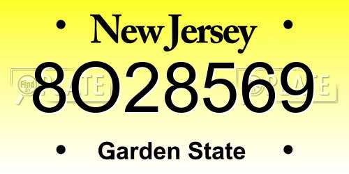 8O28569 New Jersey License Plate