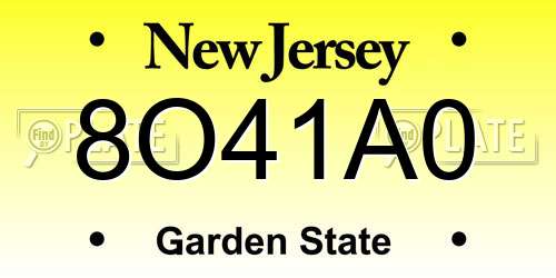 8O41A0 New Jersey License Plate
