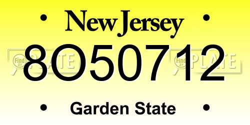 8O50712 New Jersey License Plate
